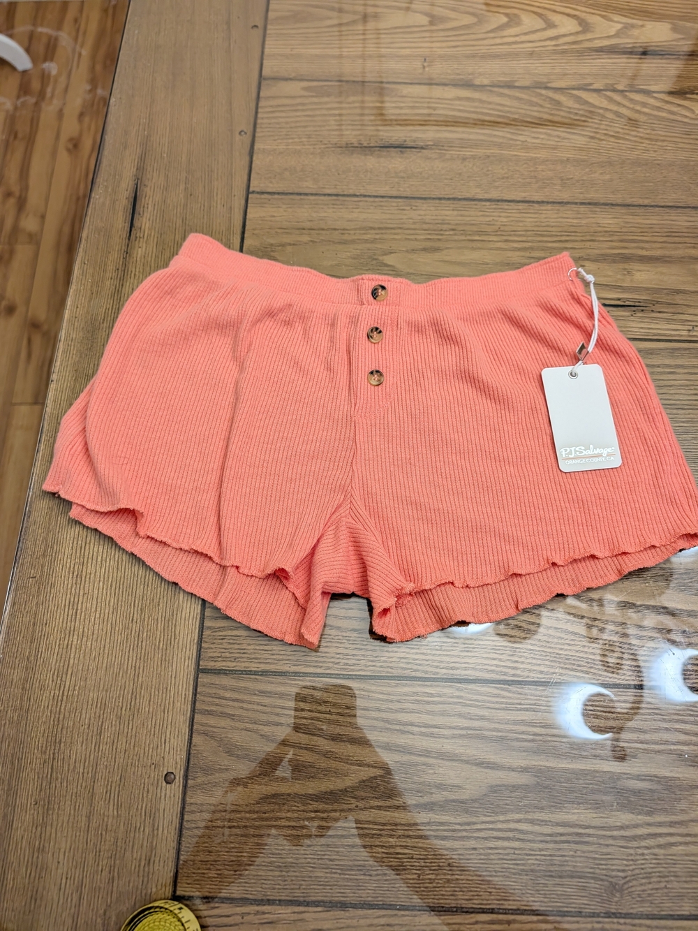PJ Salvage Women's Textured Lounge Pajama Shorts sz XS Coral Elastic Waist NWT